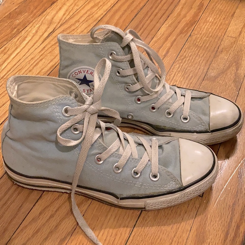 ❄️ baby blue high top converse sneakers ❄️